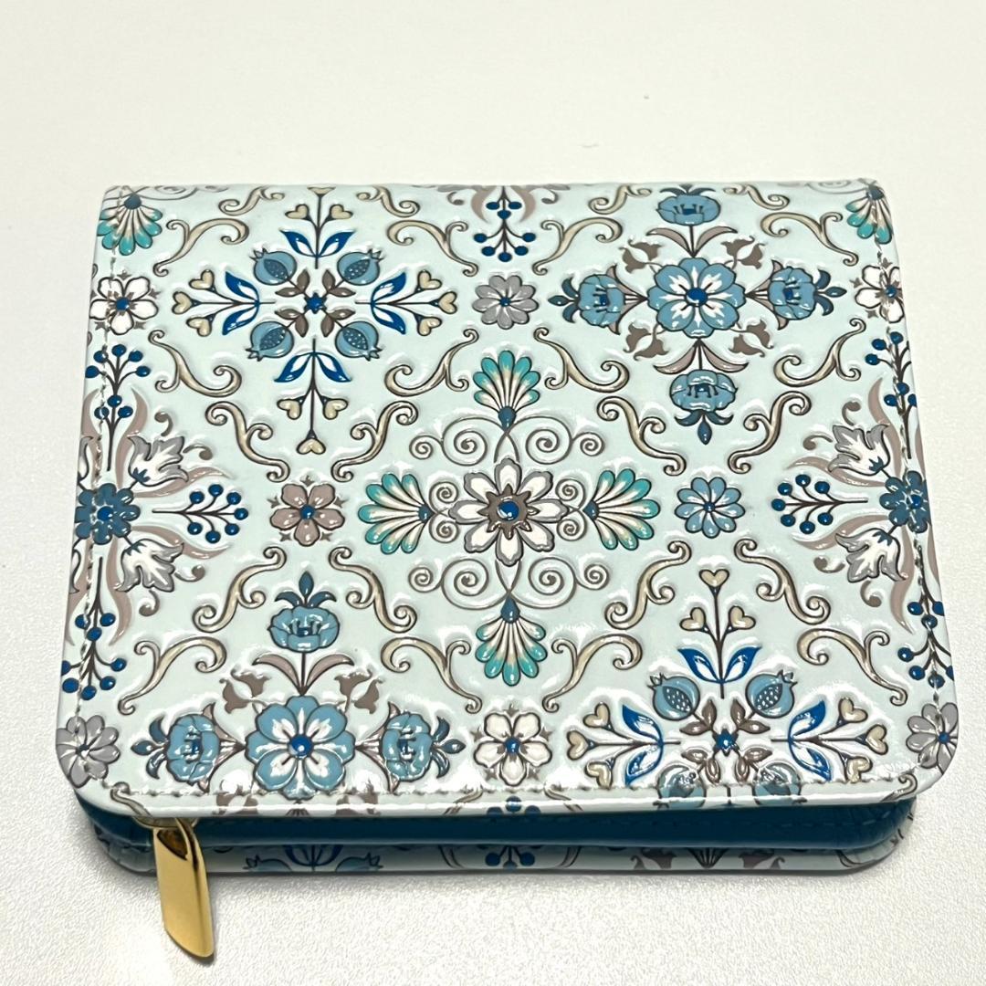 【新品未使用】浅草文庫 シルクロード 友禅染 江戸小紋 二つ折り 財布 日本製