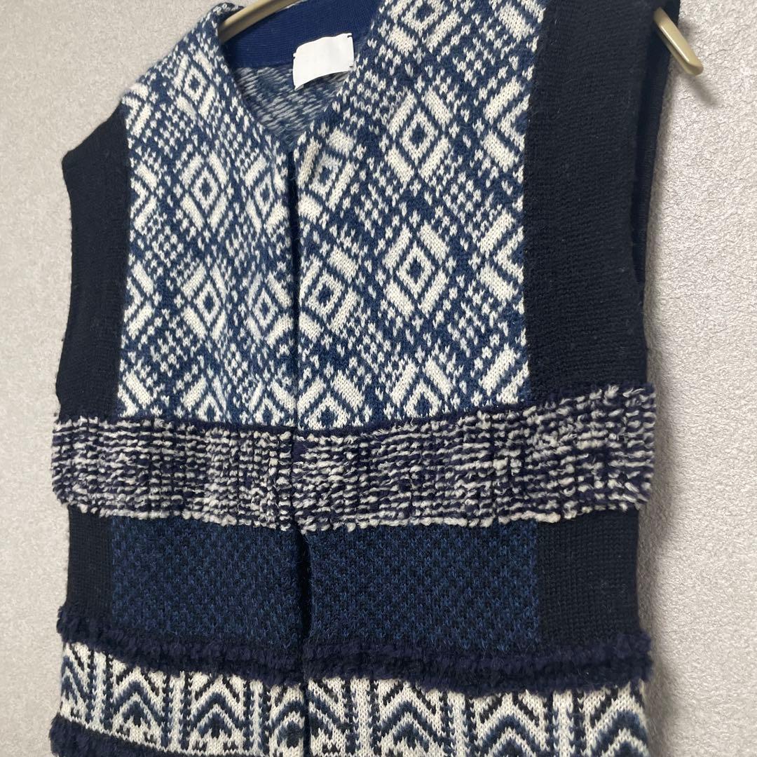 マメクロゴウチ　ニットワンピース　刺子　ジレ　ベスト