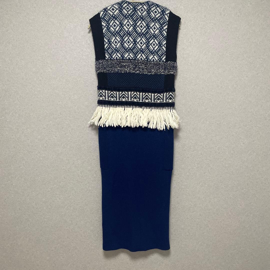 マメクロゴウチ　ニットワンピース　刺子　ジレ　ベスト