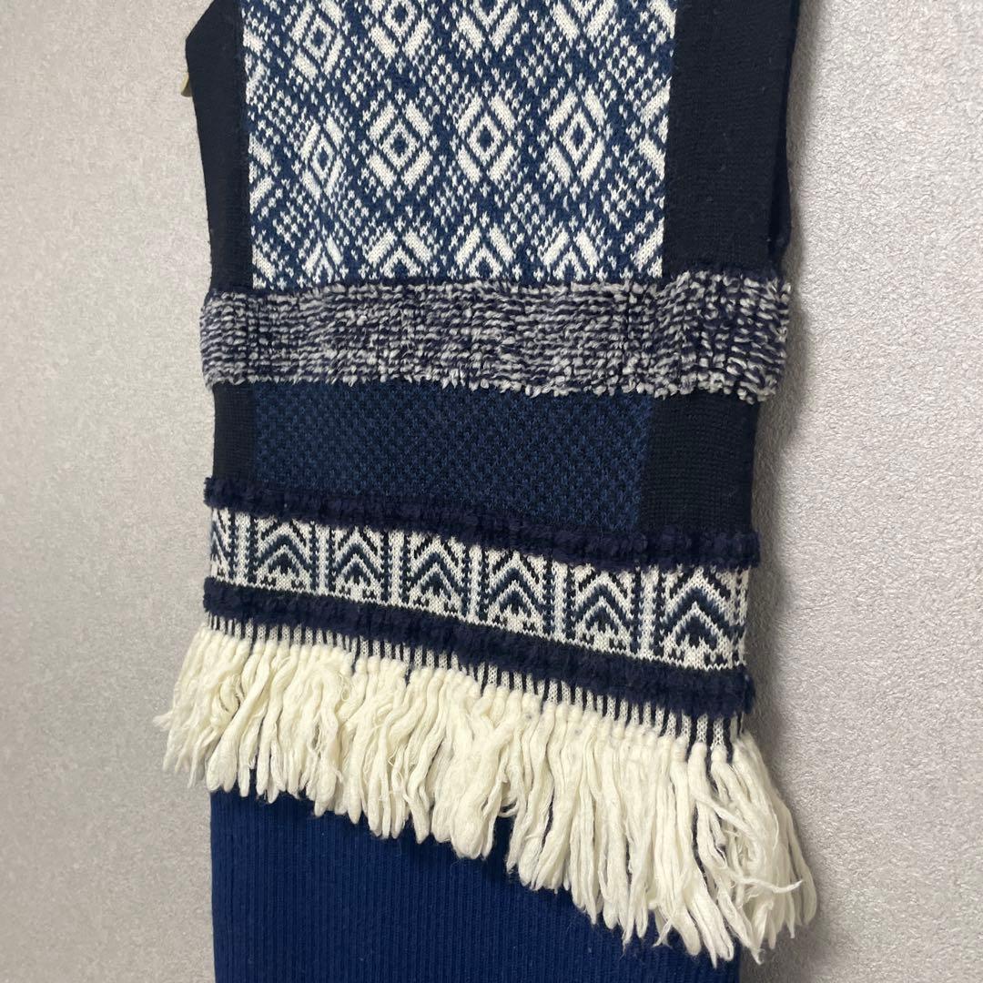 マメクロゴウチ　ニットワンピース　刺子　ジレ　ベスト