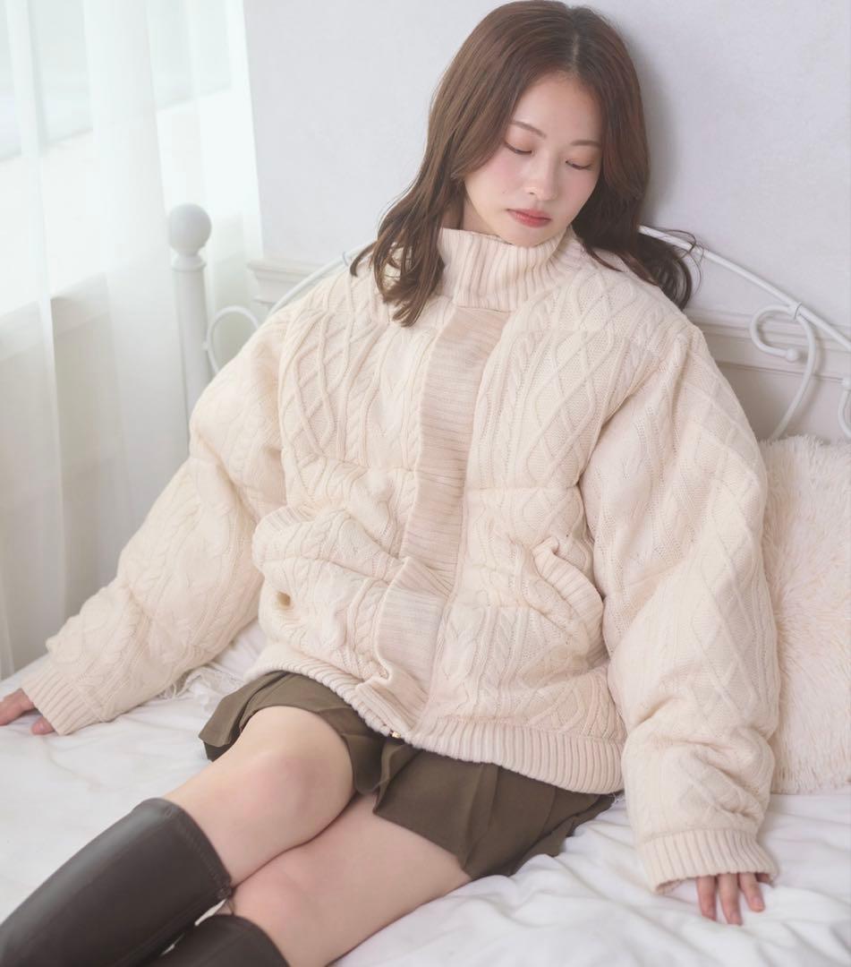 ambre neige ボリュームニットナカワタジャケット