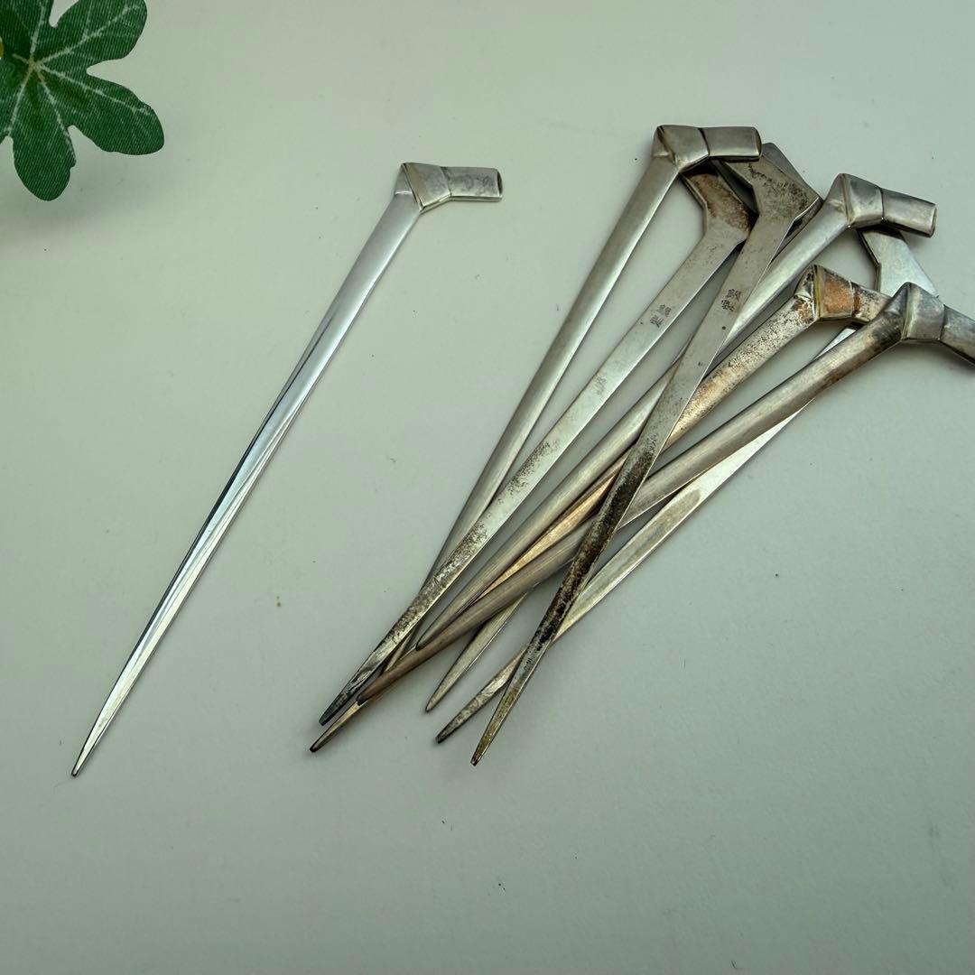 fusa 　7本セット銀製菓子切り楊枝③ 茶道具　約4.5g