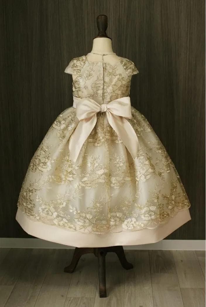 ドレス130㎝　シャンパンゴールド　青い鳥