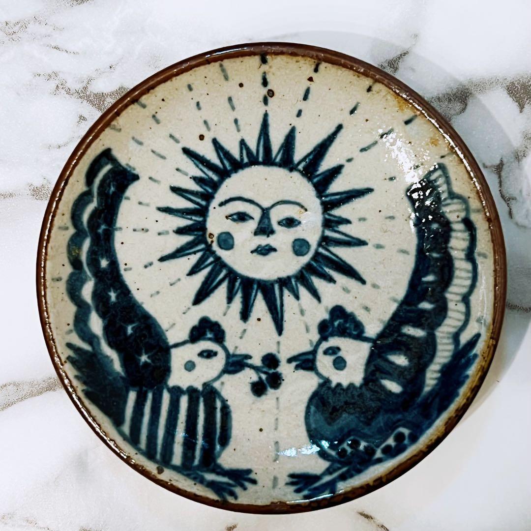 太陽と月 昼と夜 ヒヅミ峠舎 豆皿 読谷村焼 北窯 やちむん 陶器 作家 絵皿