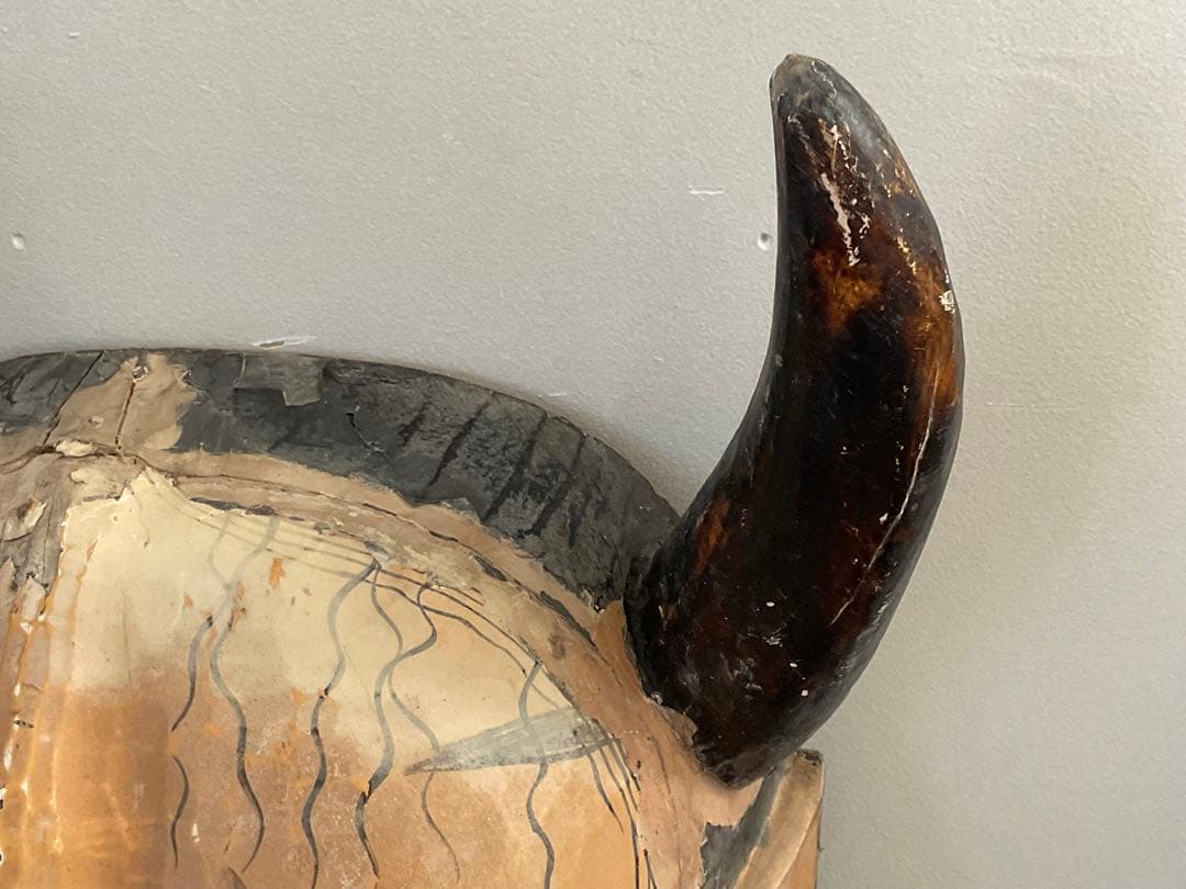 大きな般若面　木彫　能面　神楽面　古面　奉納　縦約58cm