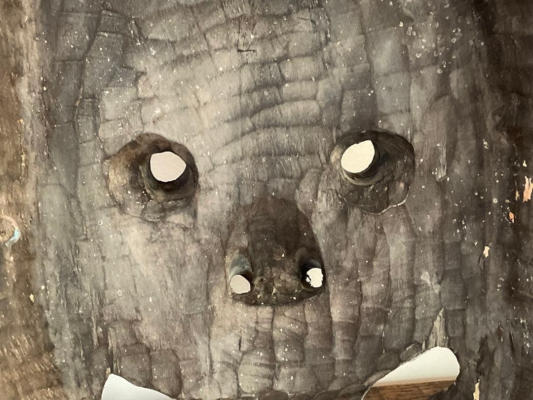 大きな般若面　木彫　能面　神楽面　古面　奉納　縦約58cm