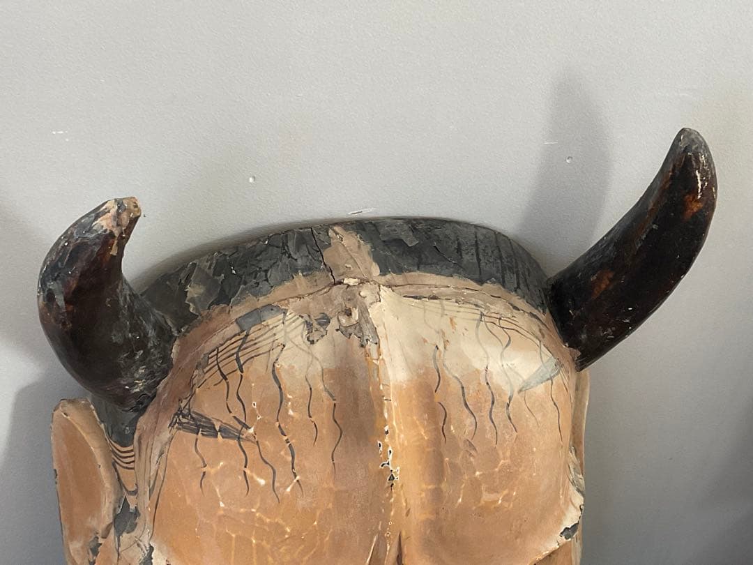 大きな般若面　木彫　能面　神楽面　古面　奉納　縦約58cm