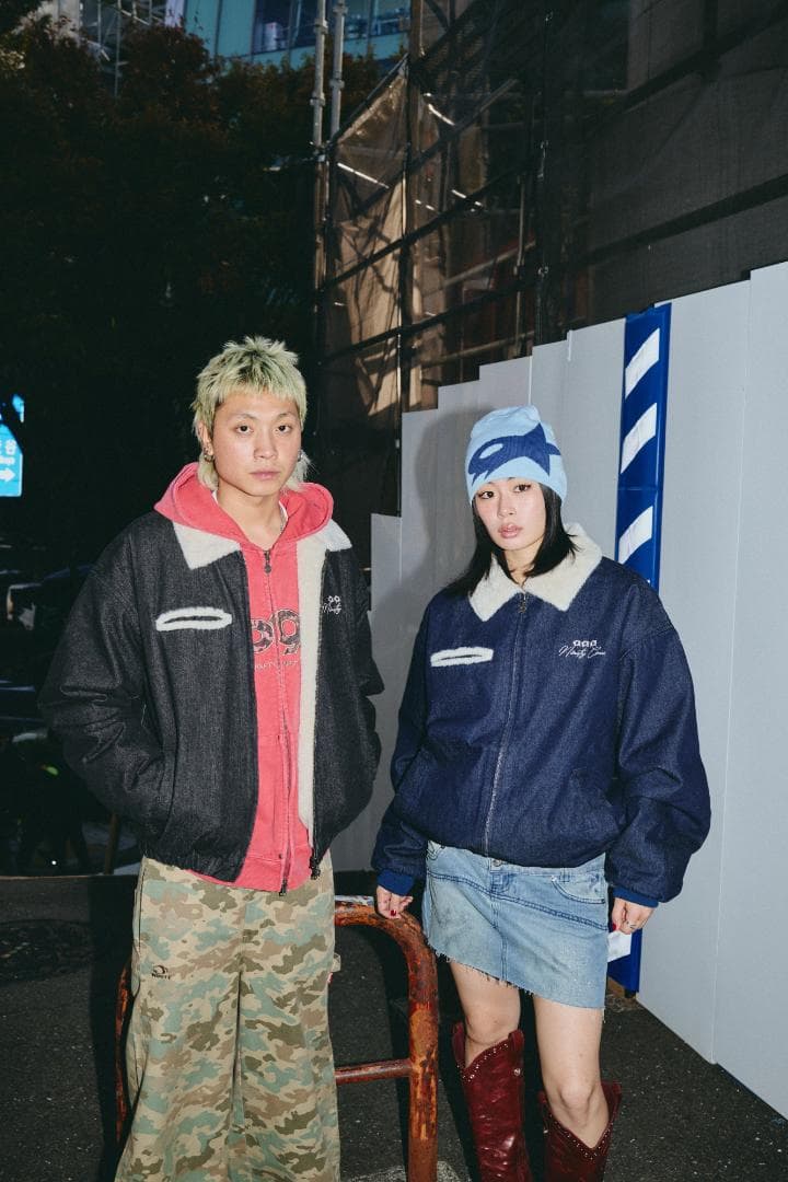 L 新品 9090 Bullet Logo Boa Denim Jacket