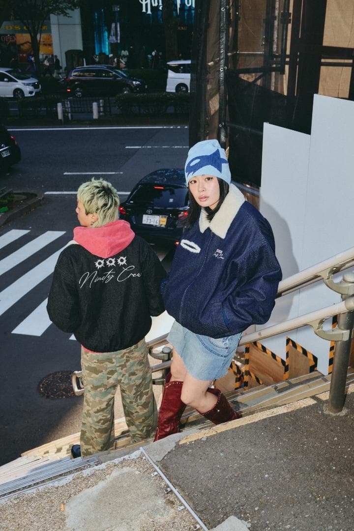 L 新品 9090 Bullet Logo Boa Denim Jacket