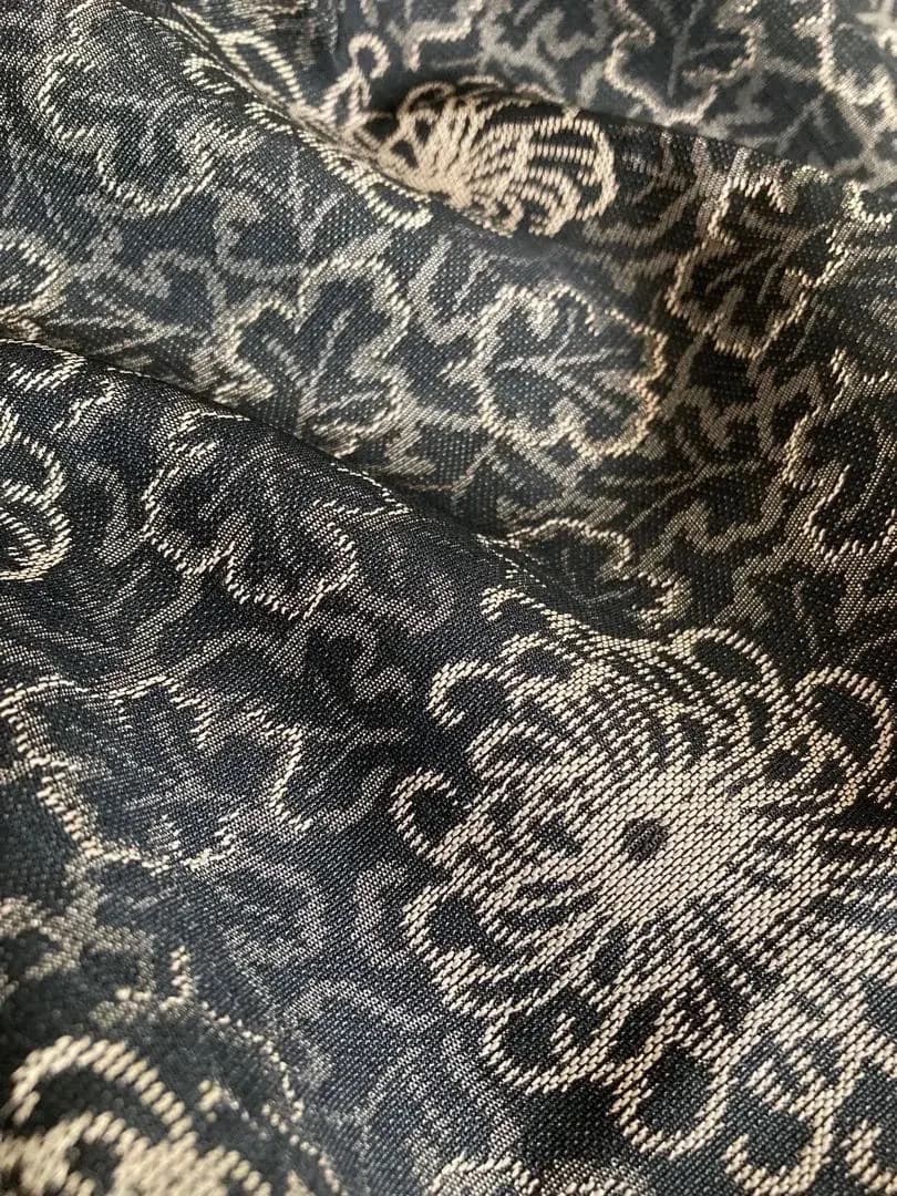 和装コートロング丈 乱菊に葉模様 撥水加工有 身丈132cm 長期保存品