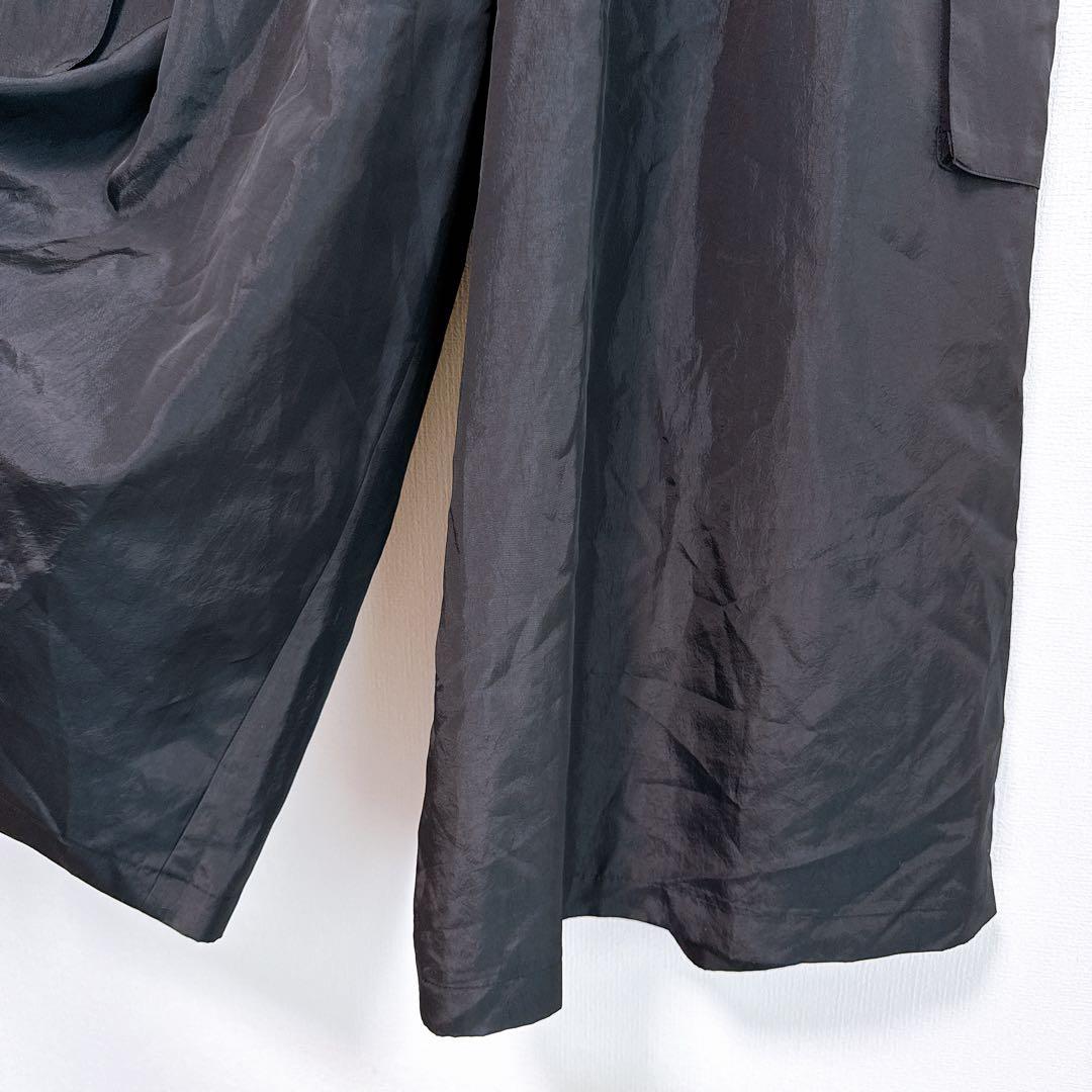 美品　Lig. リグドット. ワイドカーゴパンツ　黒　シャカシャカ　光沢感あり