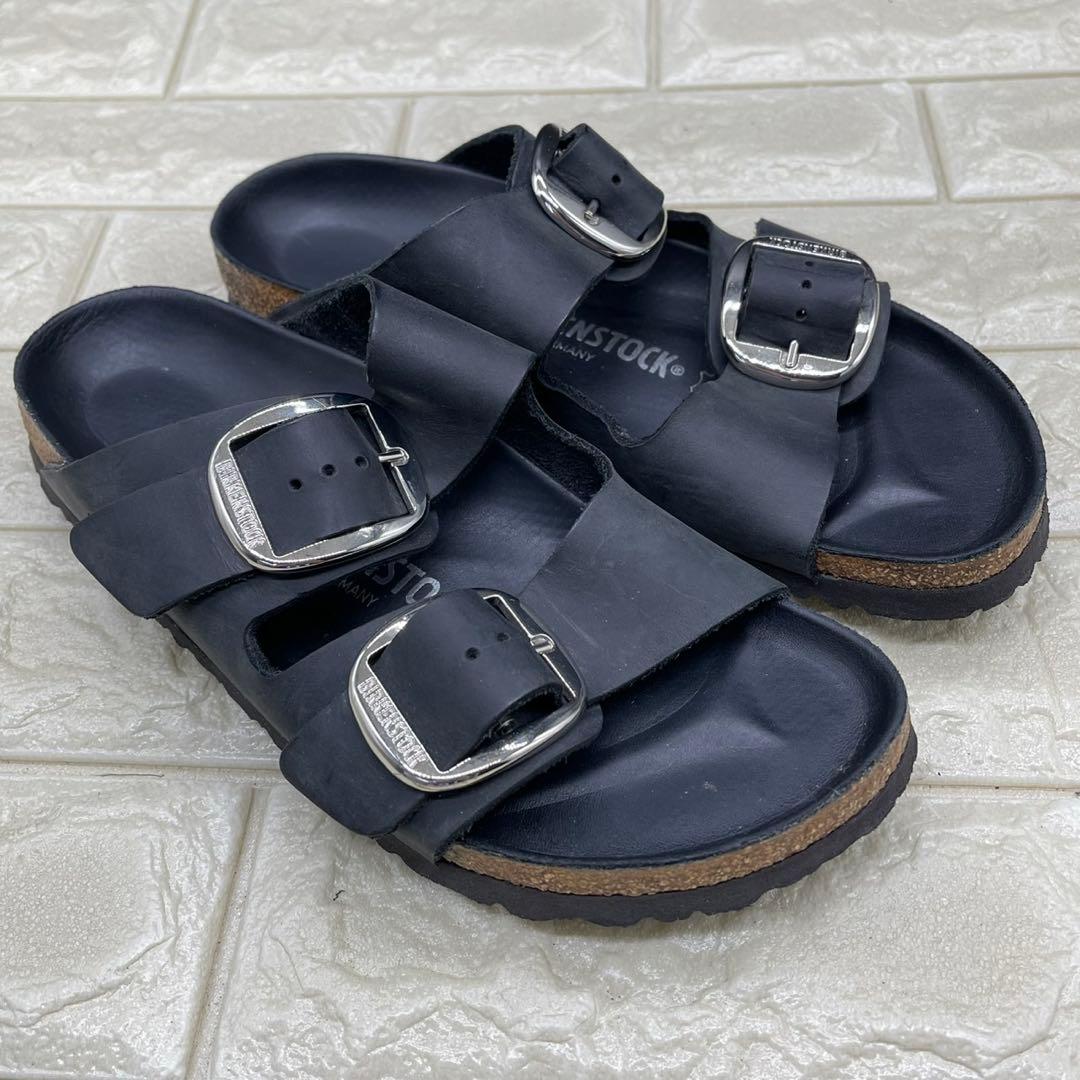 美品 ビルケンシュトック アリゾナ ビッグバックル 25 ブラック シルバー金具