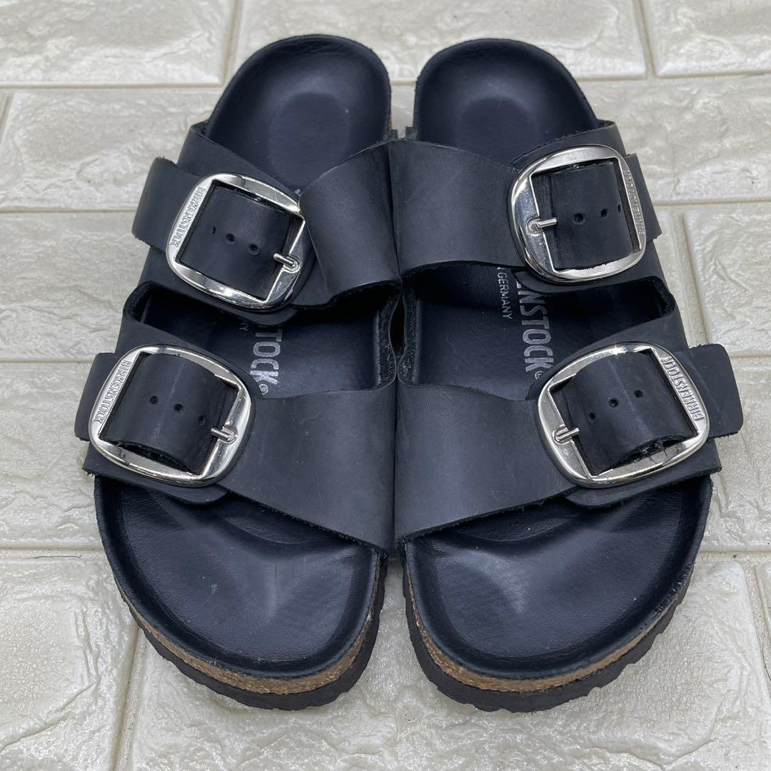 美品 ビルケンシュトック アリゾナ ビッグバックル 25 ブラック シルバー金具