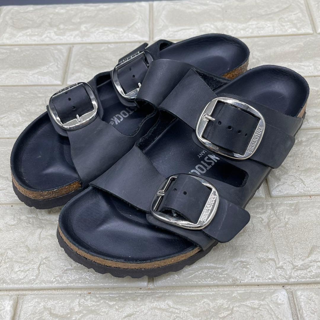 美品 ビルケンシュトック アリゾナ ビッグバックル 25 ブラック シルバー金具
