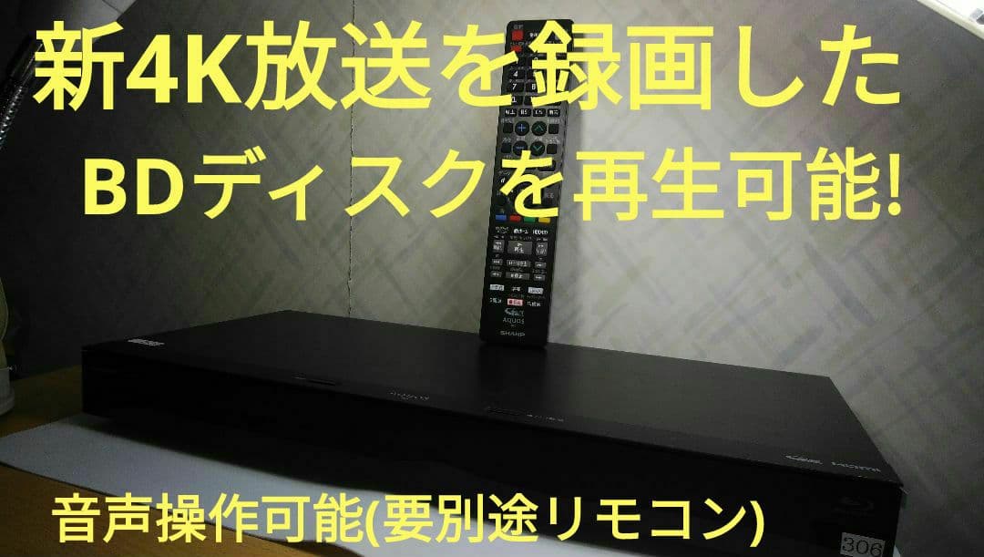 2021年モデルシャープ2B-C10DW1/二番組同録・4K再生可/実動/純リモ