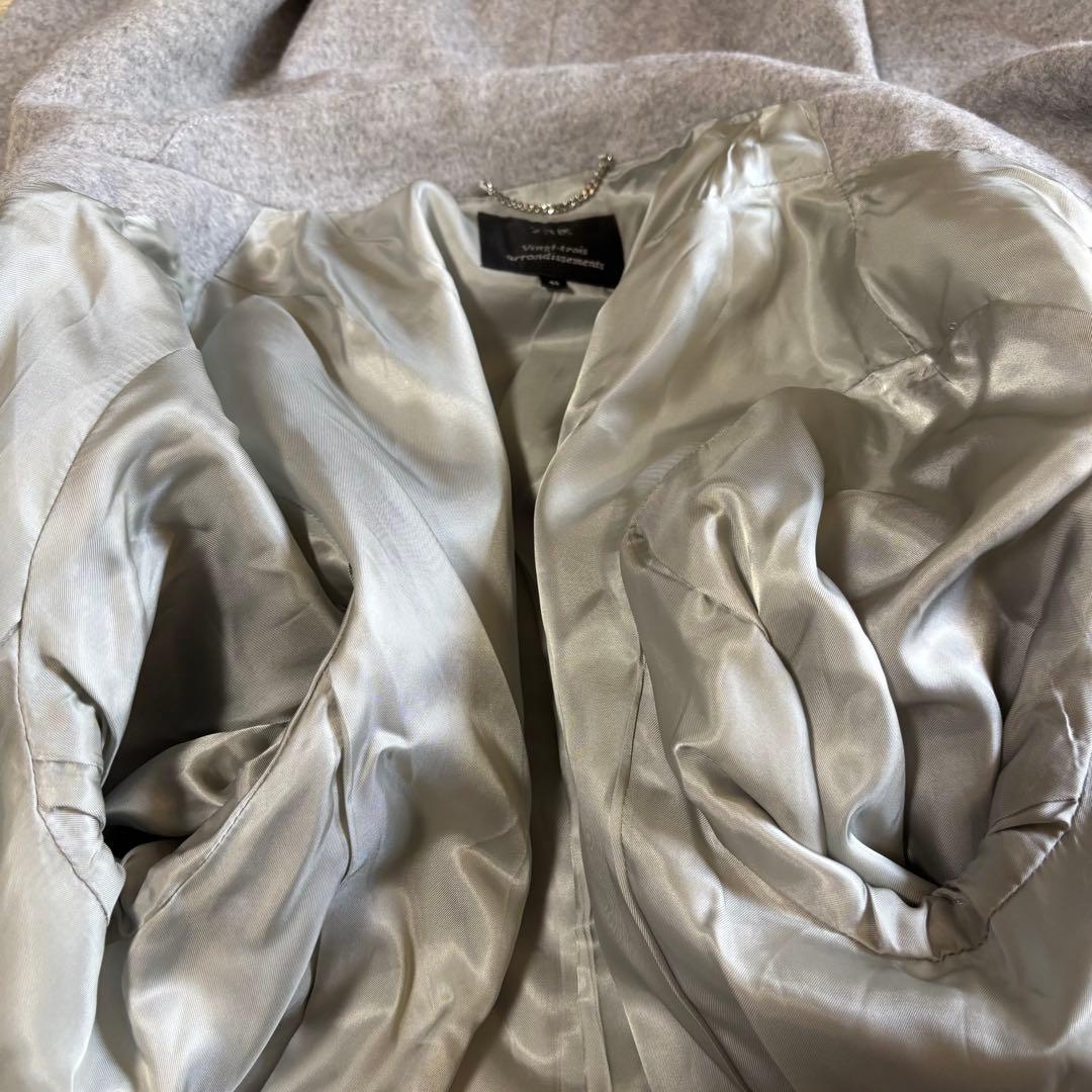 美品　23区　ウールアンゴラフーデッド ロングコート　48 大きいサイズ