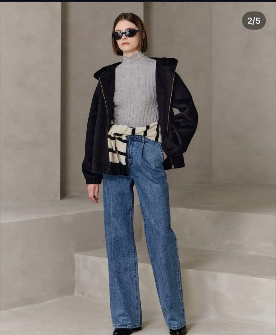 YONFA ヨンファ　新品タグ付き　ウールカシミヤフードコート　ブラック