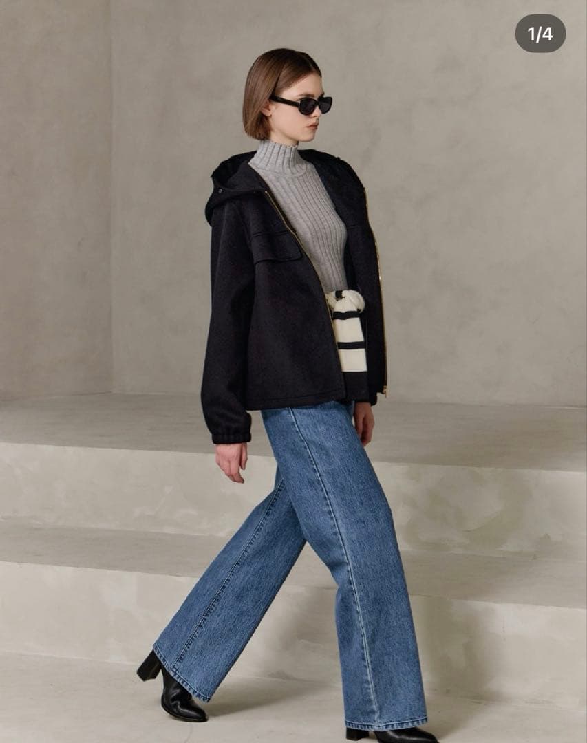 YONFA ヨンファ　新品タグ付き　ウールカシミヤフードコート　ブラック