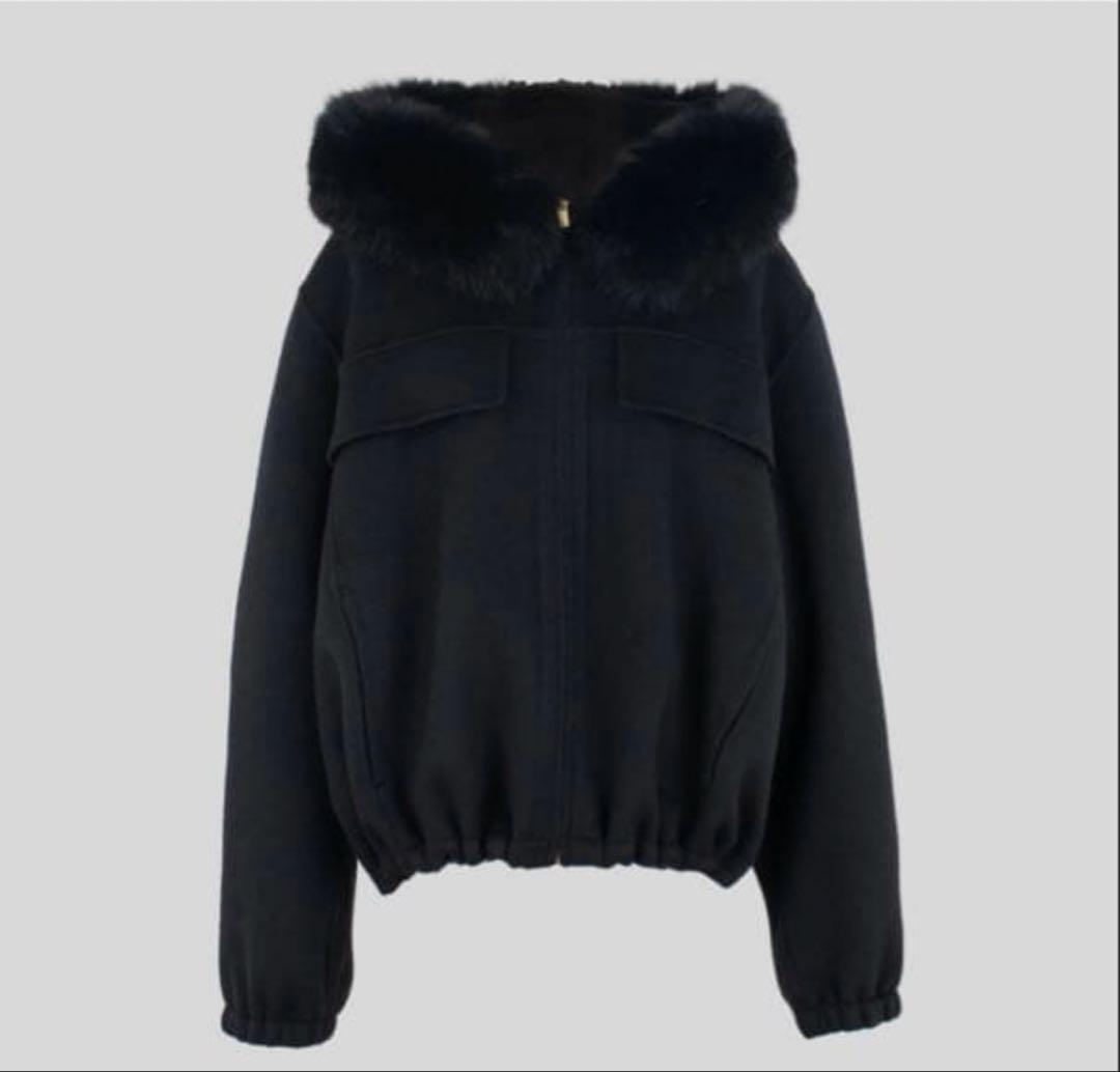 YONFA ヨンファ　新品タグ付き　ウールカシミヤフードコート　ブラック