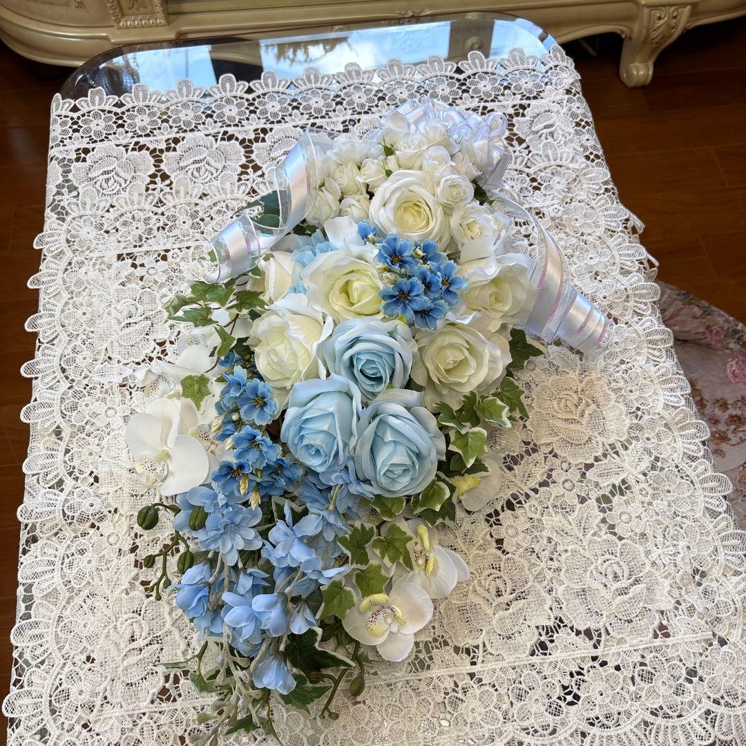 シンデレラブルーとアイスブルーのスワッグ 限定1点 特別価格