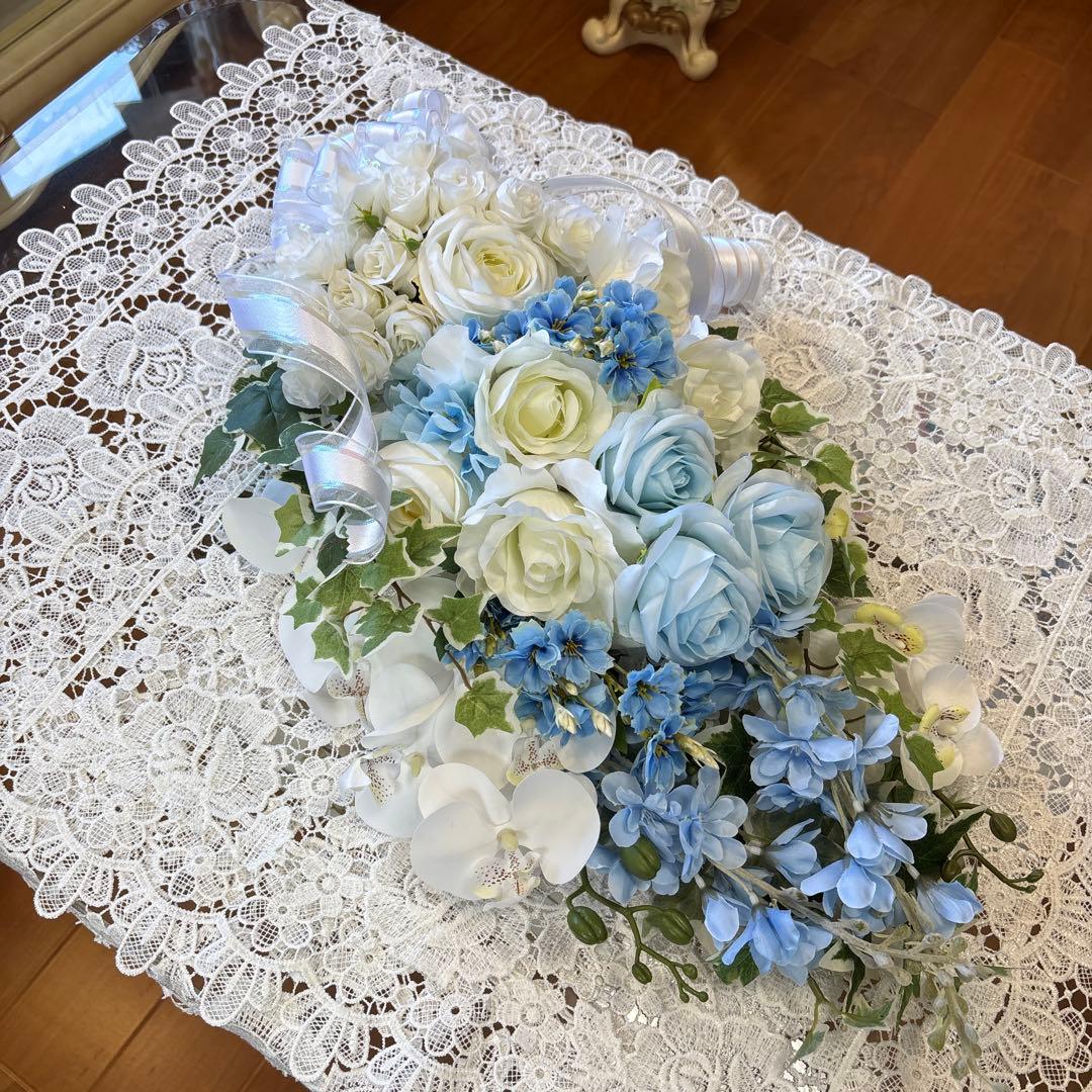 シンデレラブルーとアイスブルーのスワッグ 限定1点 特別価格