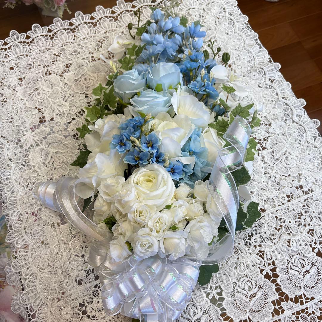 シンデレラブルーとアイスブルーのスワッグ 限定1点 特別価格