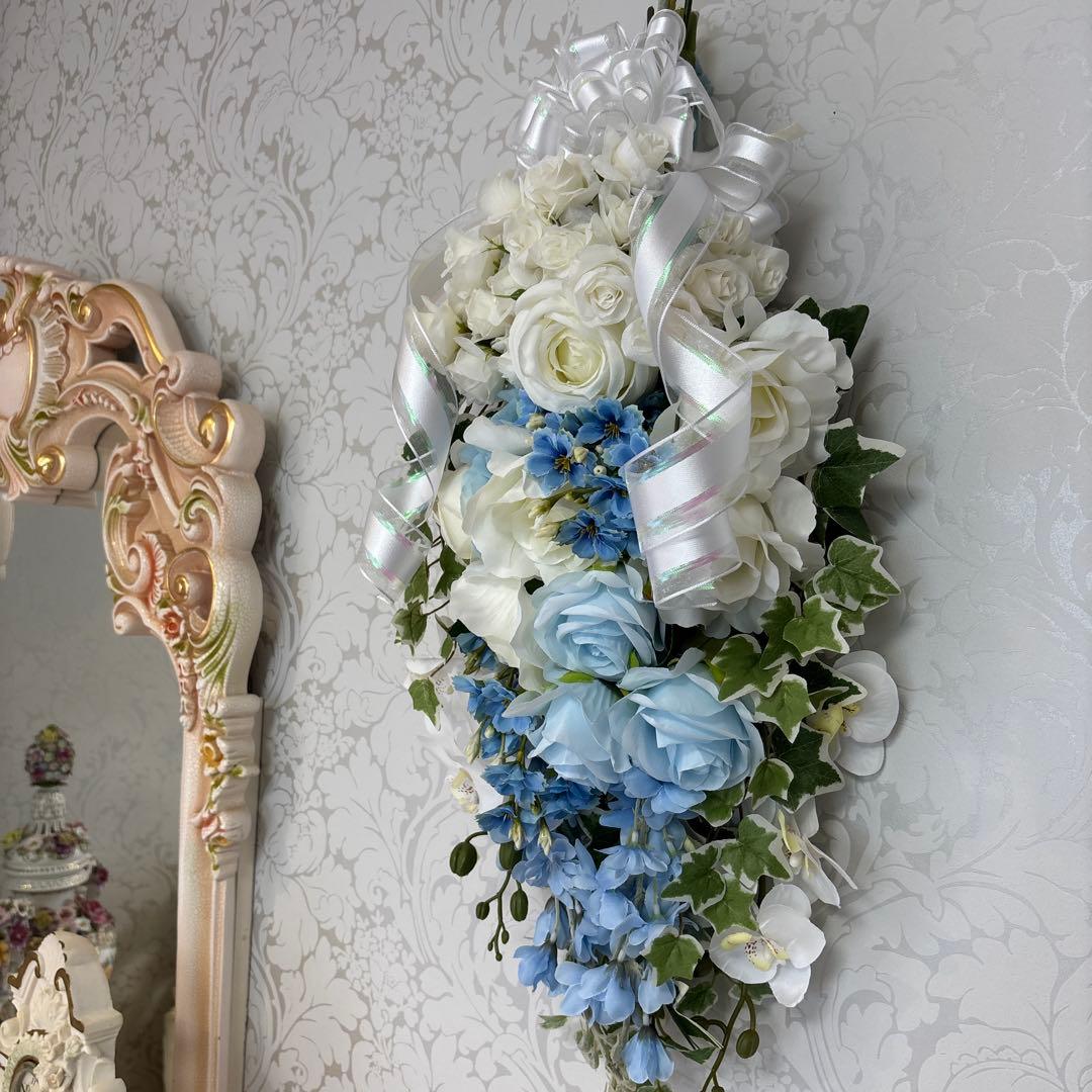 シンデレラブルーとアイスブルーのスワッグ 限定1点 特別価格