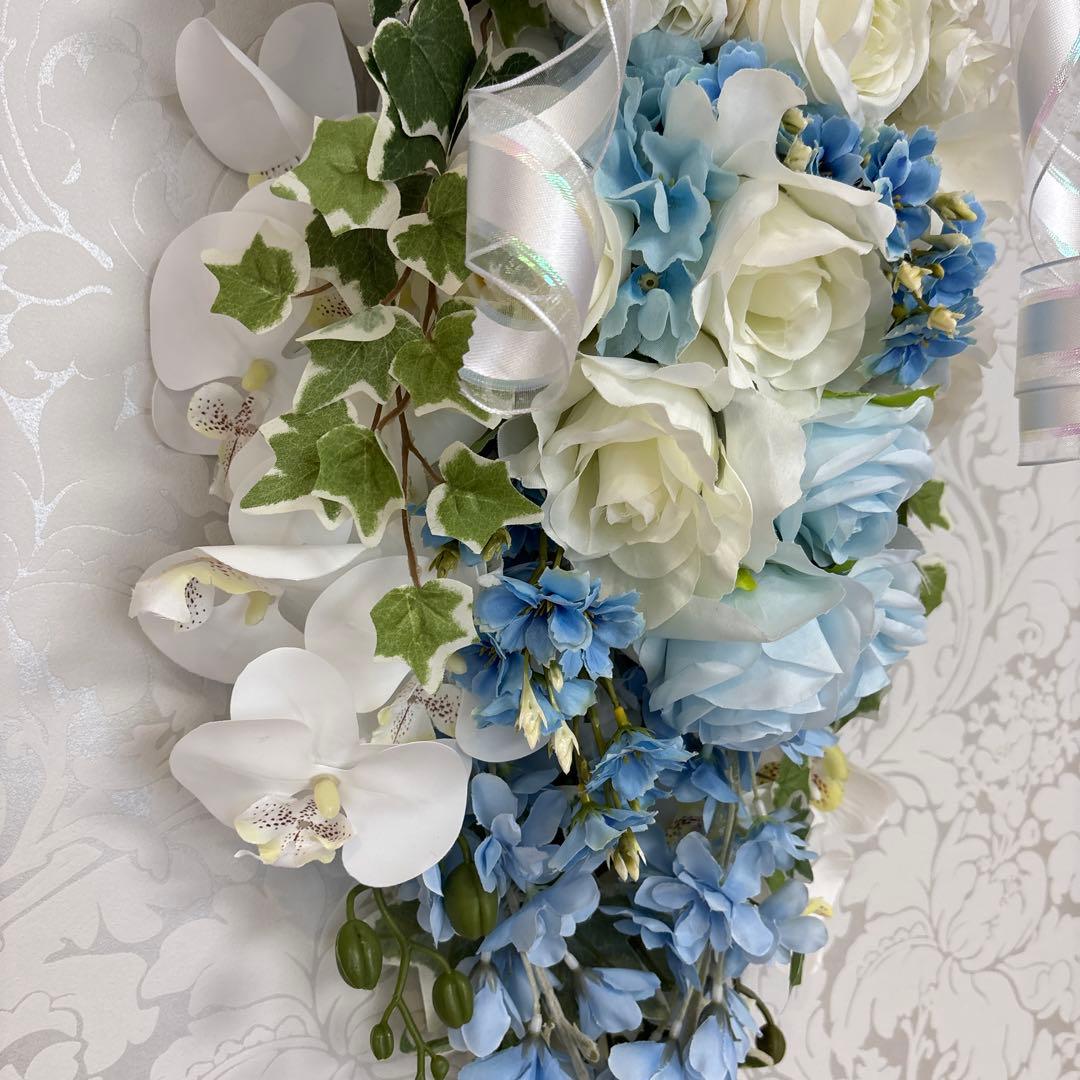 シンデレラブルーとアイスブルーのスワッグ 限定1点 特別価格