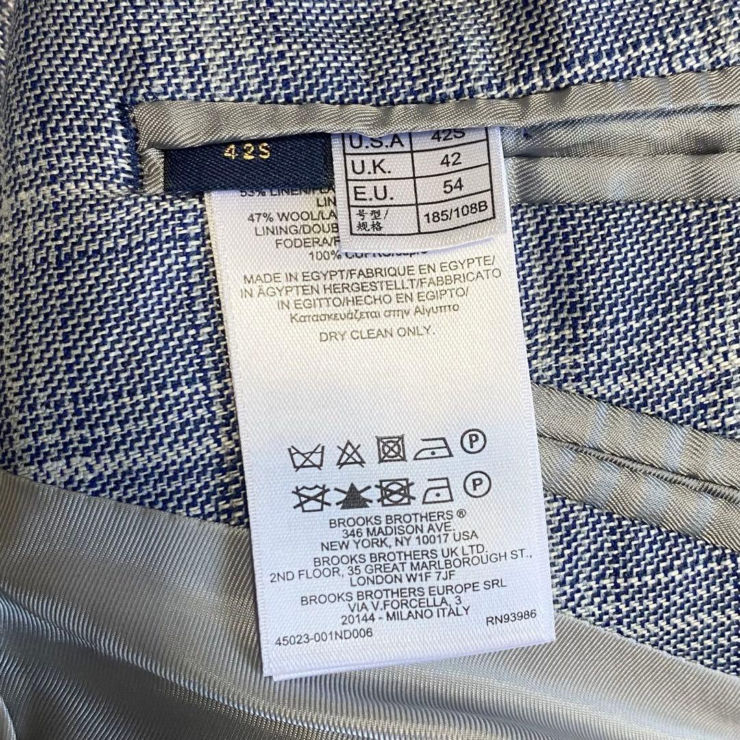 【希少3XL相当】ブルックスブラザーズ リネン テーラードジャケット チェック