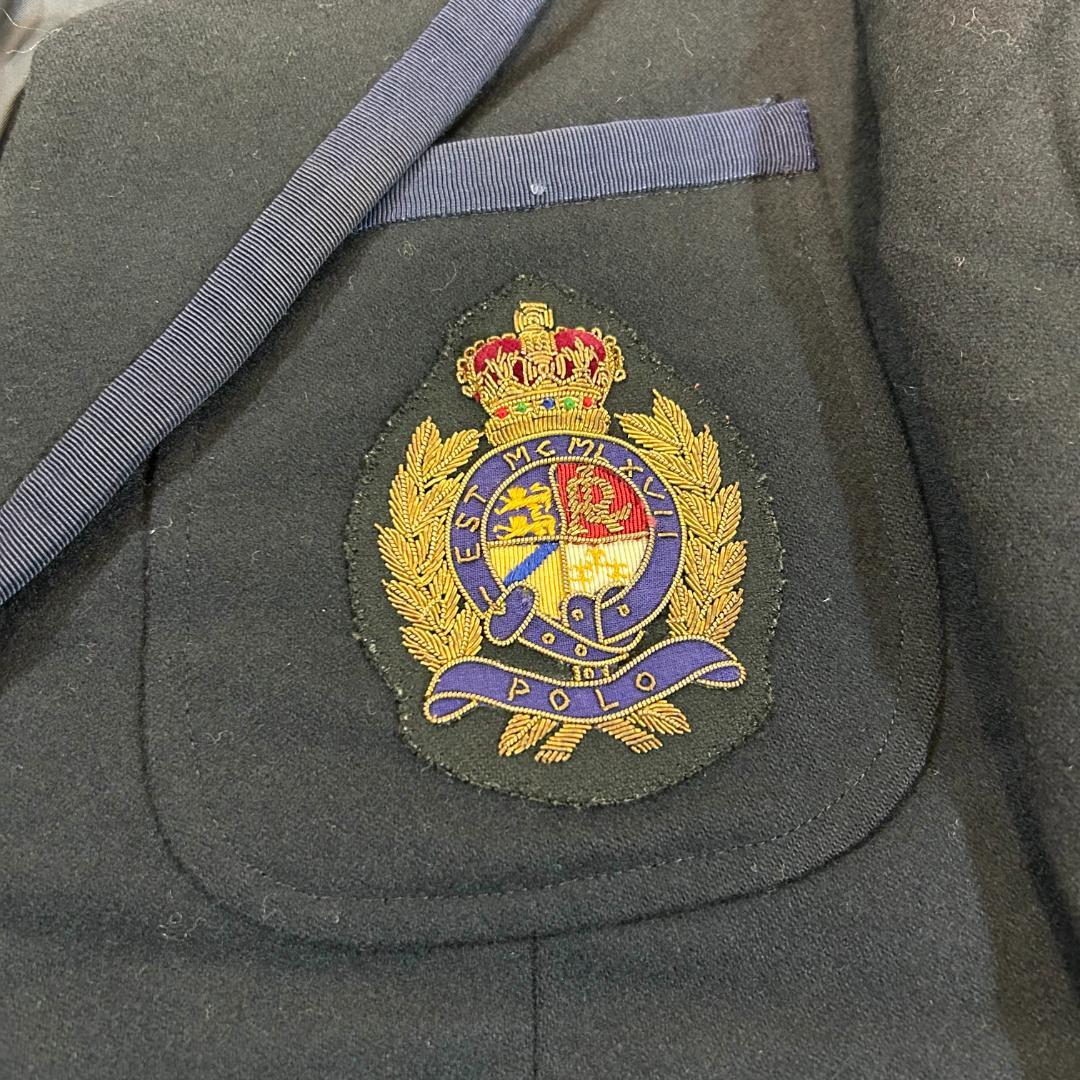 人気　ラルフローレン　紺ブレ　テーラードジャケット　ワッペン　王冠　A5