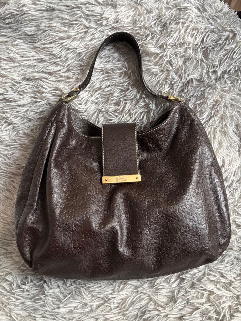 GUCCI/グッチシマ セミショルダーバッグ/美品/国内百貨店購入