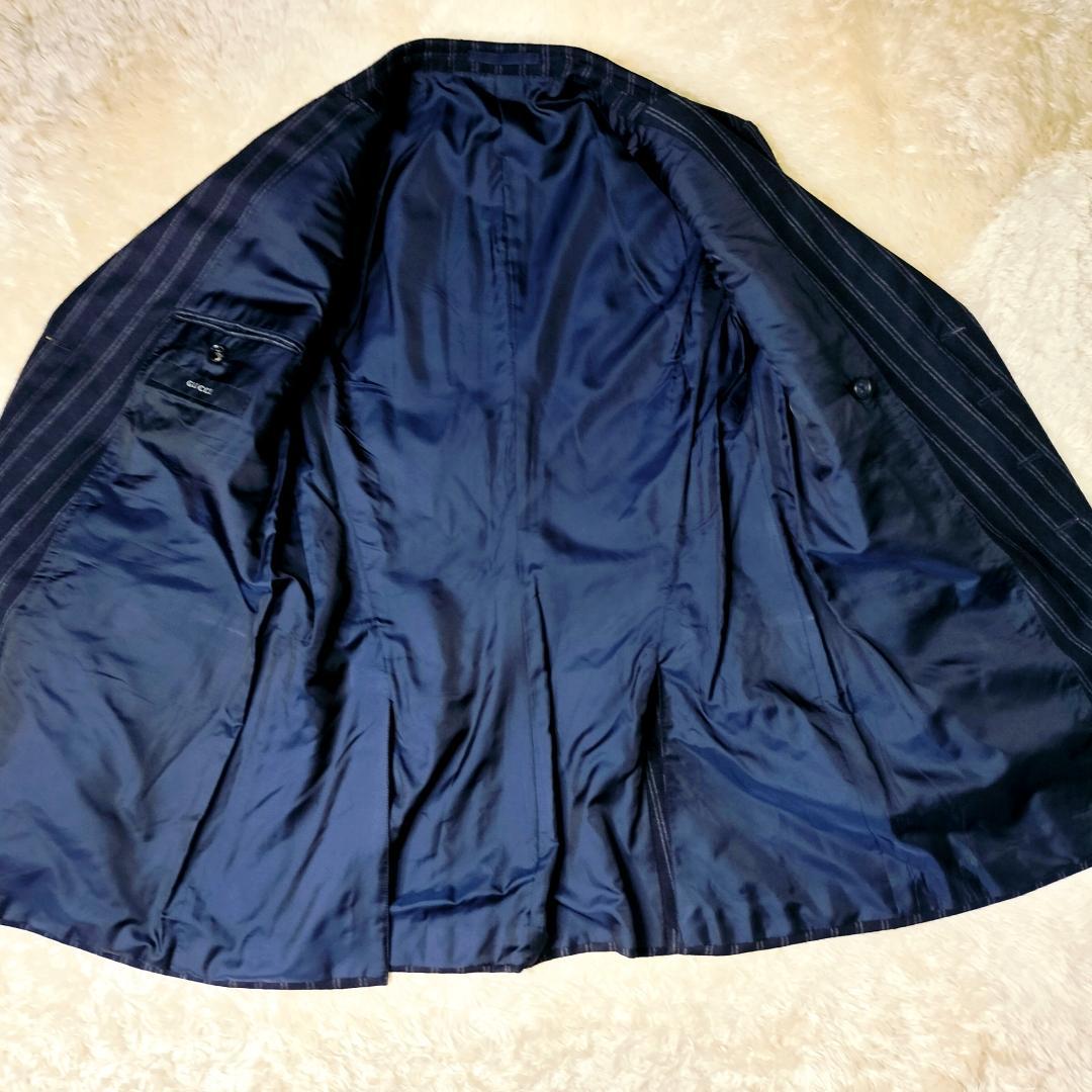 GUCCIシグネチャーモデル✨️美品 ネイビーストライプ 8Bダブルスーツ 48