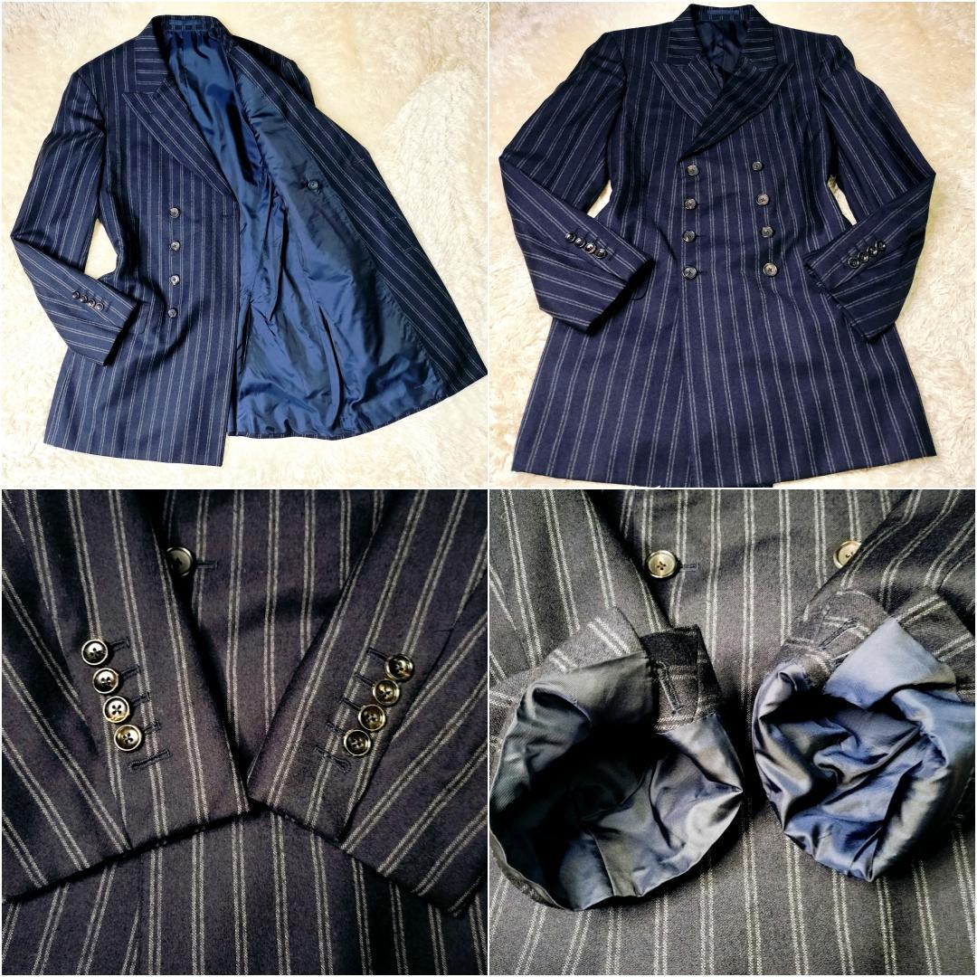 GUCCIシグネチャーモデル✨️美品 ネイビーストライプ 8Bダブルスーツ 48
