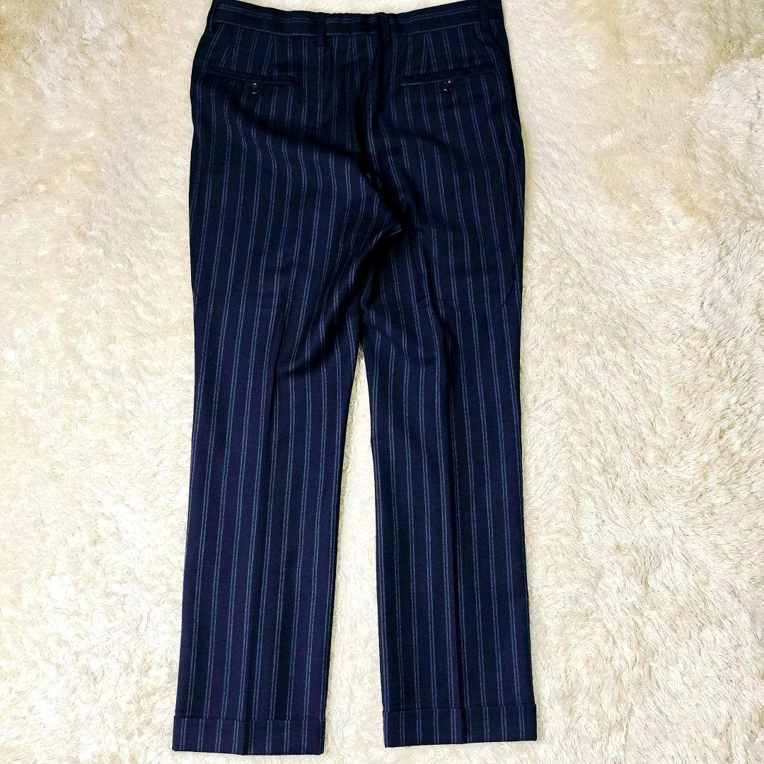 GUCCIシグネチャーモデル✨️美品 ネイビーストライプ 8Bダブルスーツ 48