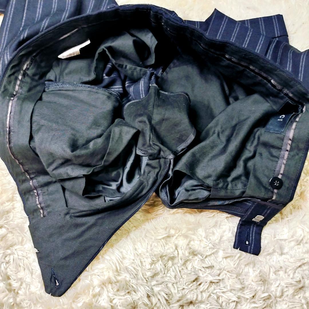 GUCCIシグネチャーモデル✨️美品 ネイビーストライプ 8Bダブルスーツ 48