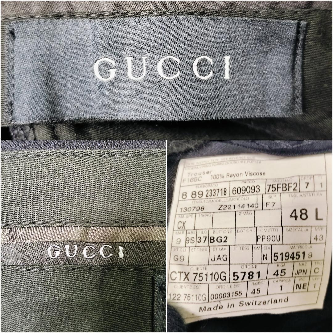 GUCCIシグネチャーモデル✨️美品 ネイビーストライプ 8Bダブルスーツ 48