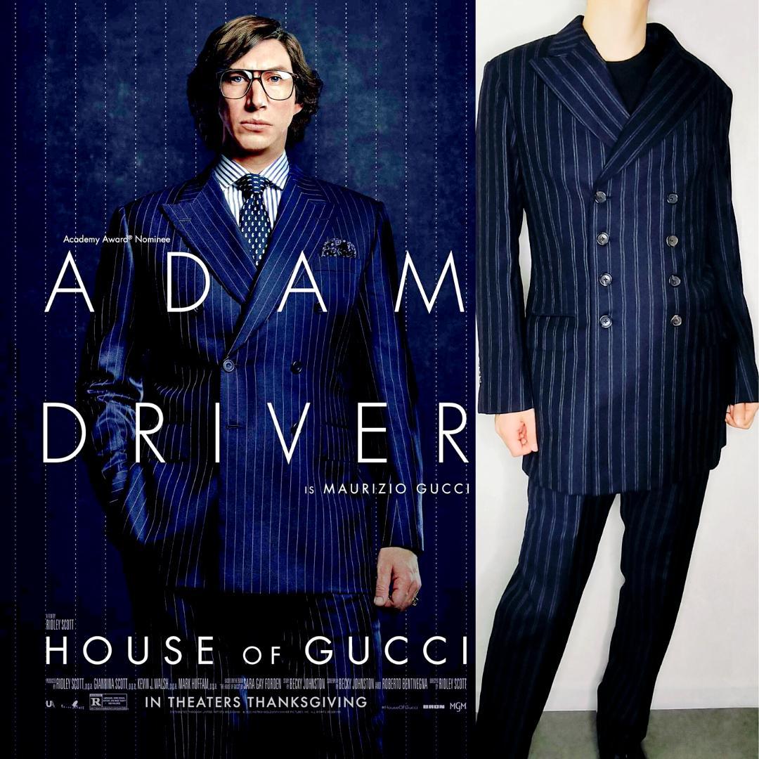 GUCCIシグネチャーモデル✨️美品 ネイビーストライプ 8Bダブルスーツ 48