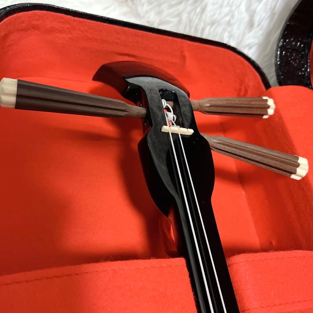 【美品】 琉球本蛇皮 三味線 クロコ調 ハードケース 爪 琉球三味線