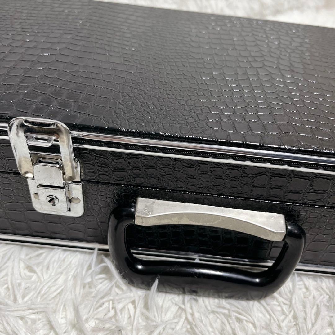 【美品】 琉球本蛇皮 三味線 クロコ調 ハードケース 爪 琉球三味線