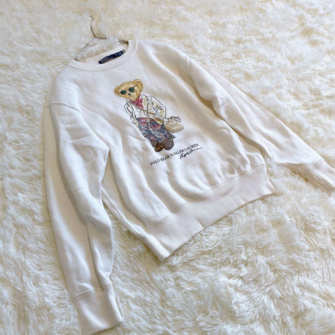 現行QRタグ✨ポロバイラルフローレン ビーズ刺繍 ポロベア スウェットトレーナー