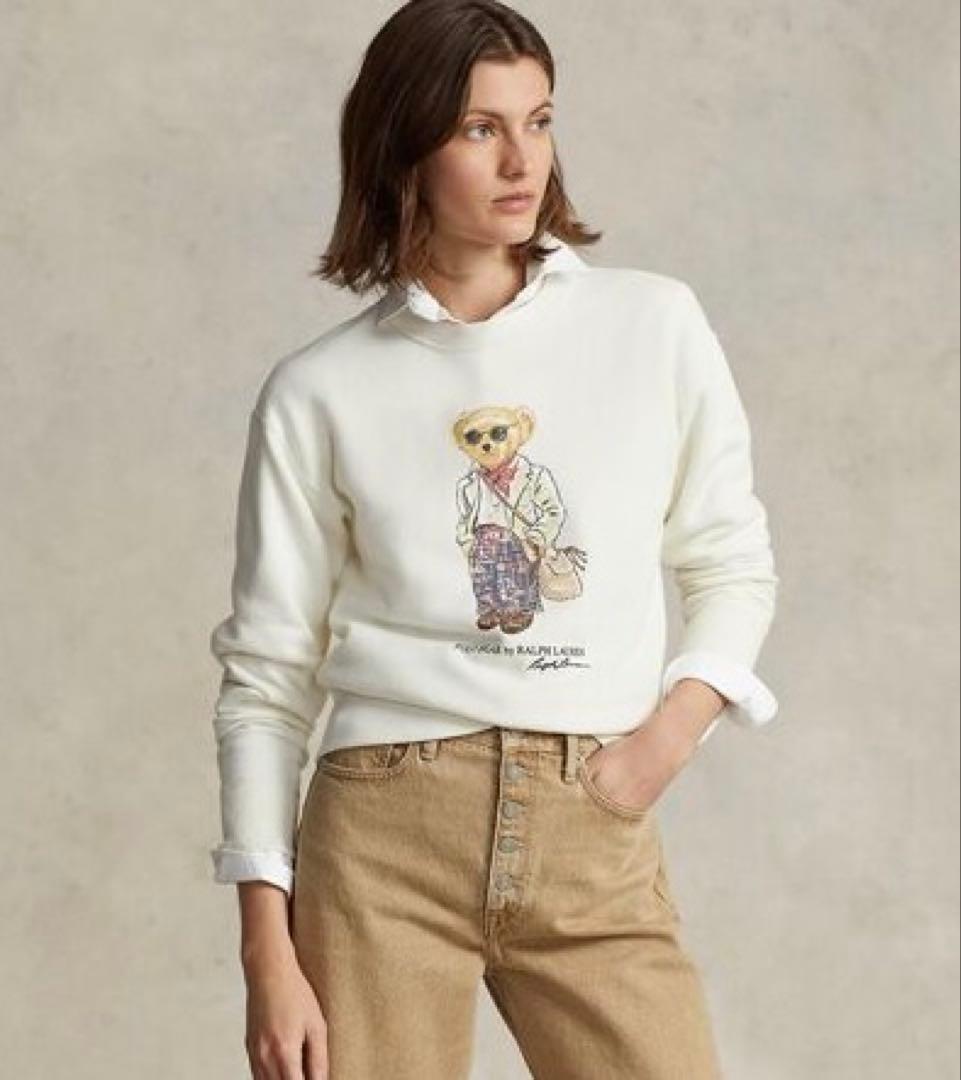 現行QRタグ✨ポロバイラルフローレン ビーズ刺繍 ポロベア スウェットトレーナー