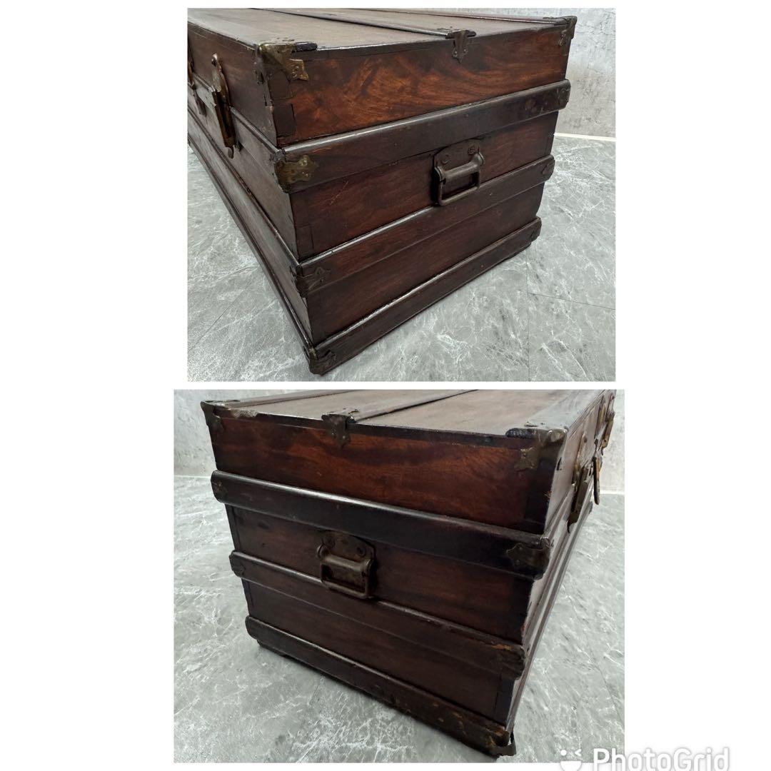【珍品】トランクケース コンテナボックス 船舶 船鞄 収納 アンティーク①