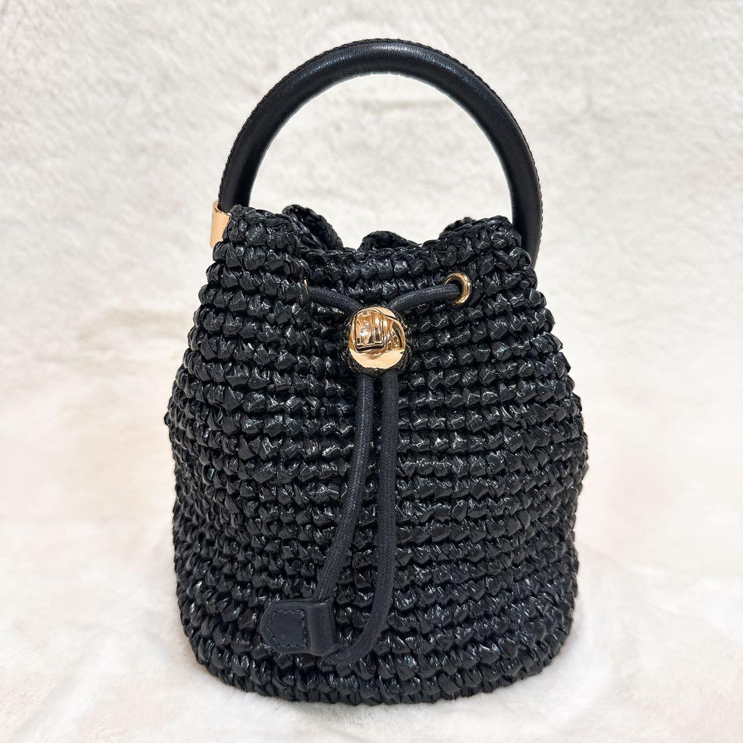 現行 極美品✨ フルラ ミオニード 2024SS ミニバッグ 巾着 ポーチ 黒