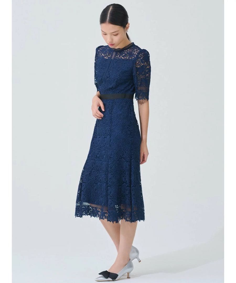 CELFORD レースワンピース　38 ネイビー