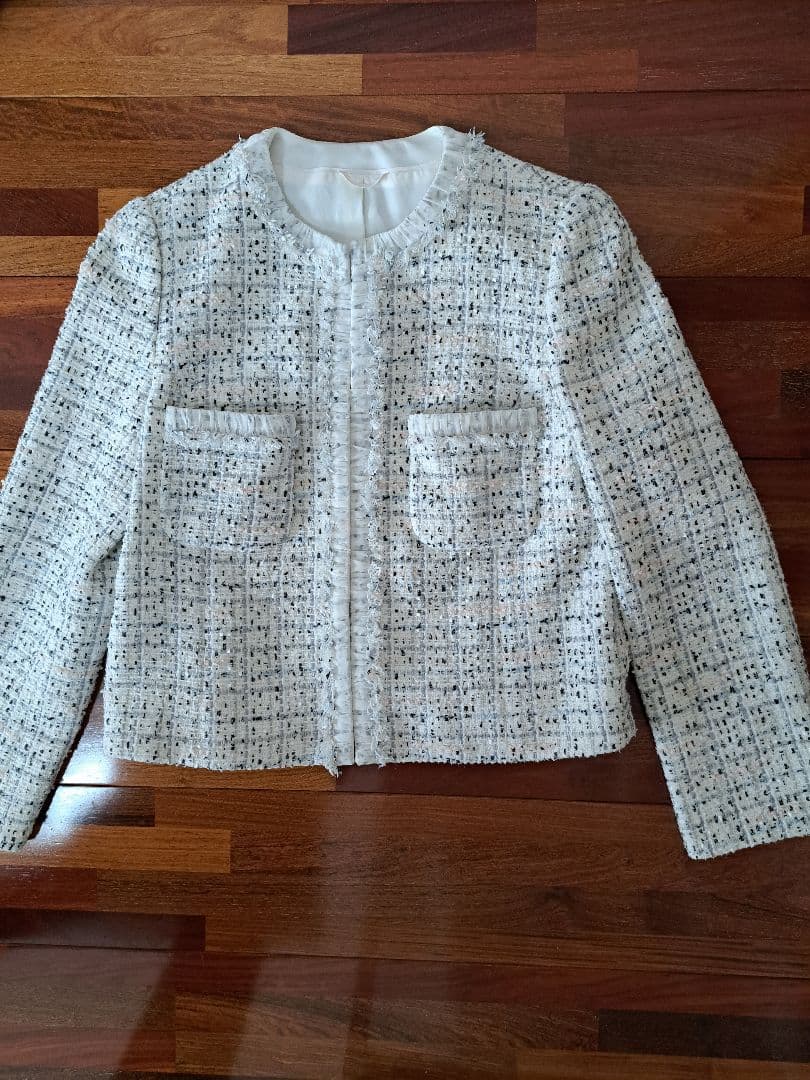 アナイ　ミックスツイード　ノーカラージャケット　40