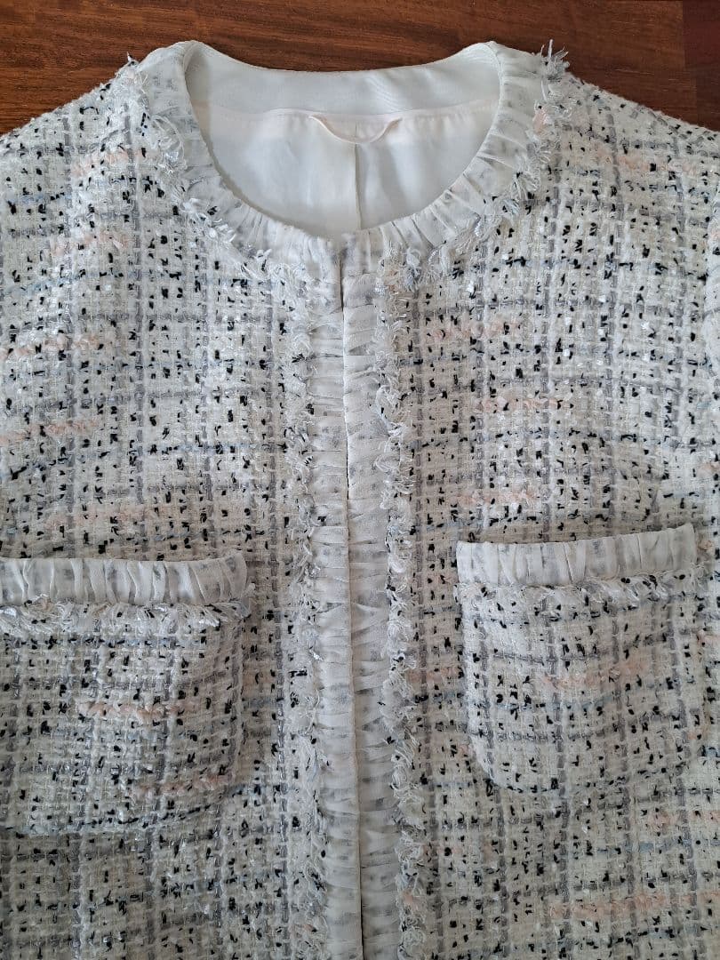 アナイ　ミックスツイード　ノーカラージャケット　40