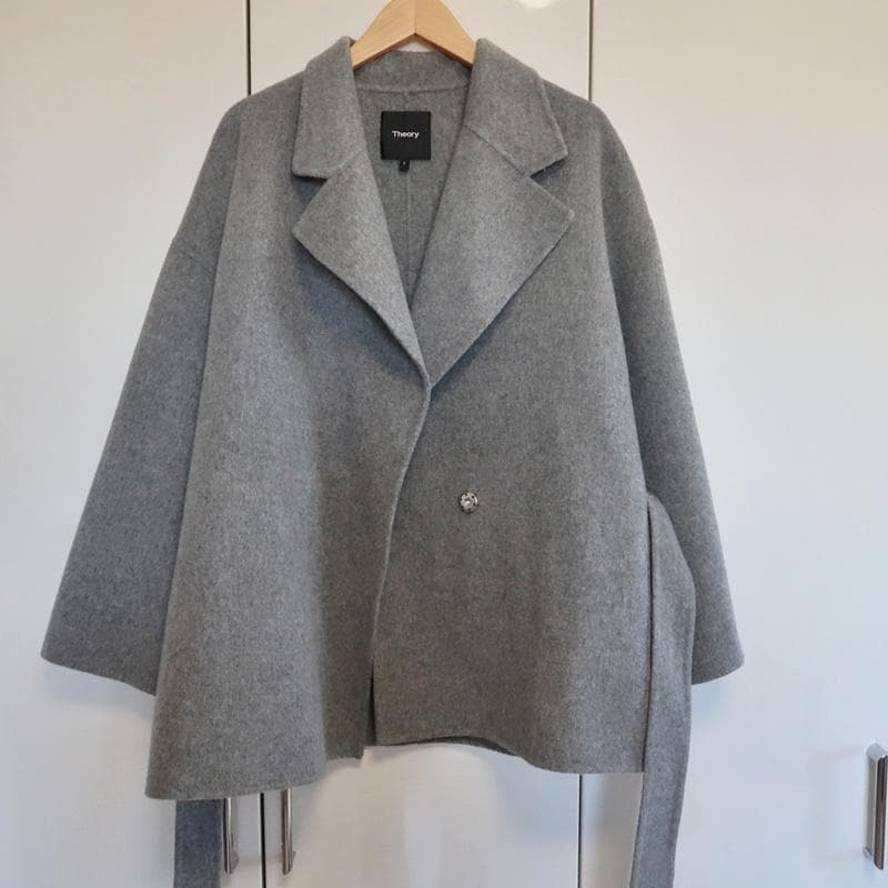 Theory ・カシミヤ混ベルト付きコート ウールコート■グレー■ S■ 7万