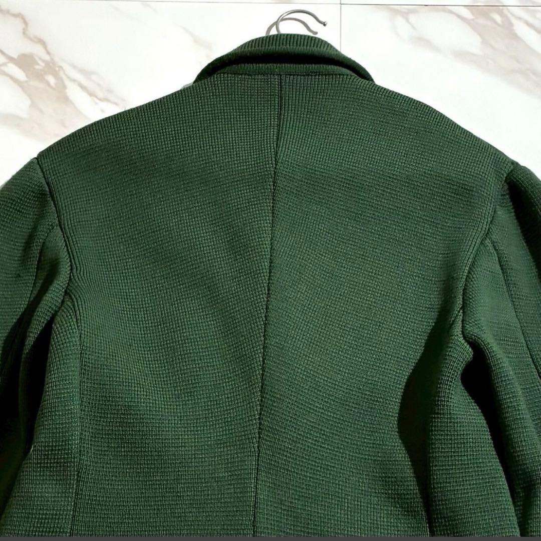 極美品/50(XL)ジョルジオアルマーニ ジャケット テーラード ニット生地 緑
