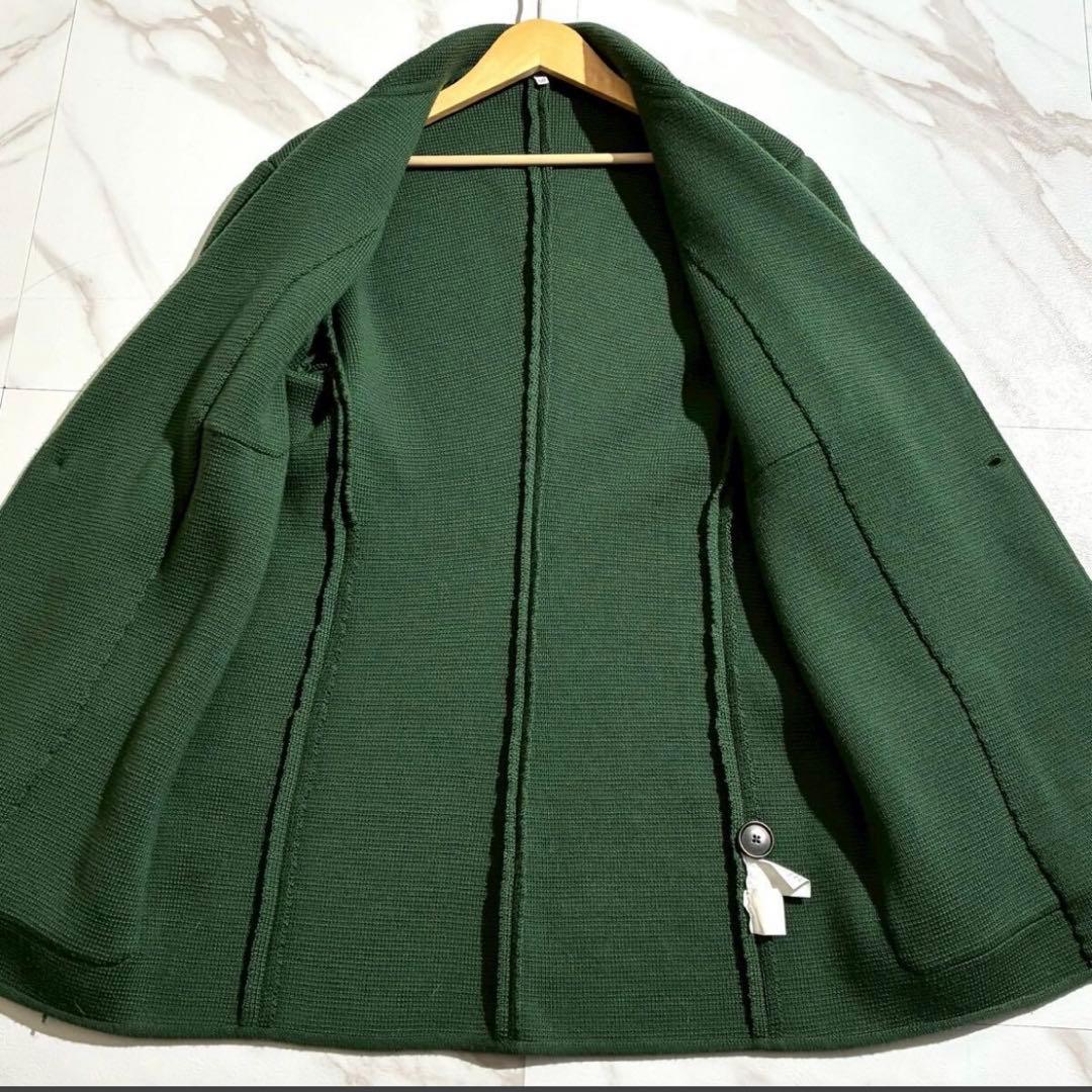 極美品/50(XL)ジョルジオアルマーニ ジャケット テーラード ニット生地 緑