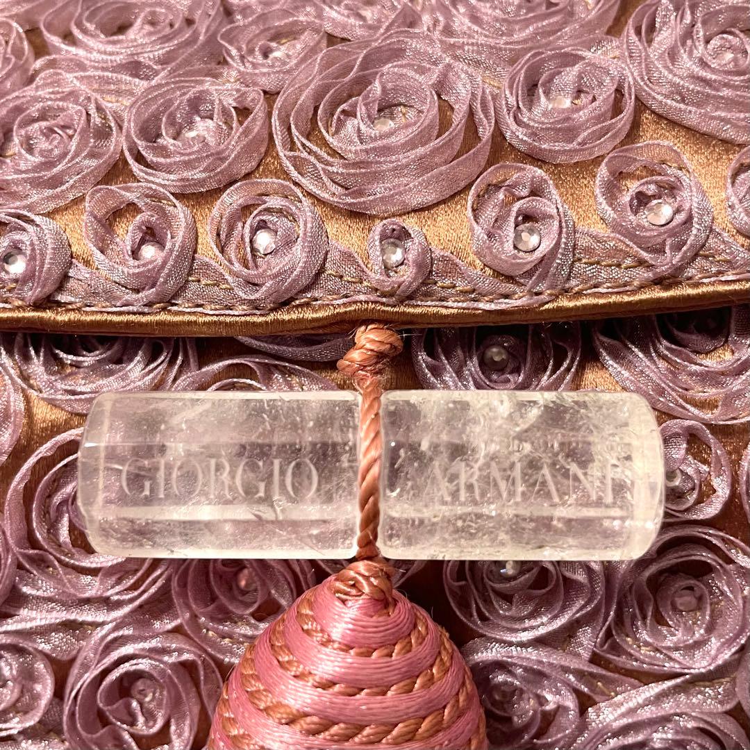 美品 ジョルジオアルマーニ クリスタル フリンジ パーティバッグ 希少モデル